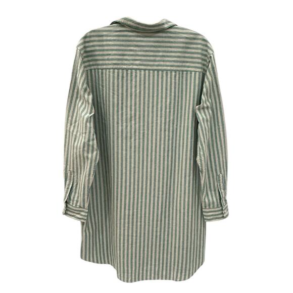 Frank & Eileen Mary Classic Shirtdress Recycled Cotton Green Sand Stripe Large - Picture 5 of 10